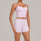 Wholesale Women's Activewear Retro Print Back-V Sleeveless Top & Leggings Yoga Set