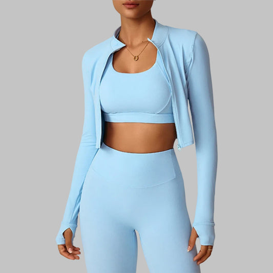 Wholesale Cropped Thumbhole Jacket & Square | Wonderxfans bulk activewear