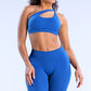 Slanted shoulder Sports Bra + High-waisted leggings 2-Piece Set