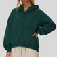 Oversize Cropped Zip Hoodie with Fleece Lining