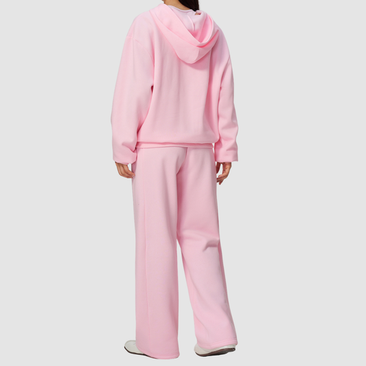Wholesale Women's Warm Fleece-Lined Hooded Sweatshirt & Sweatpants Set