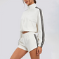Wholesale Zebra striped zip-up long-sleeved jacket + high-waisted athletic shorts (Pre-sale)