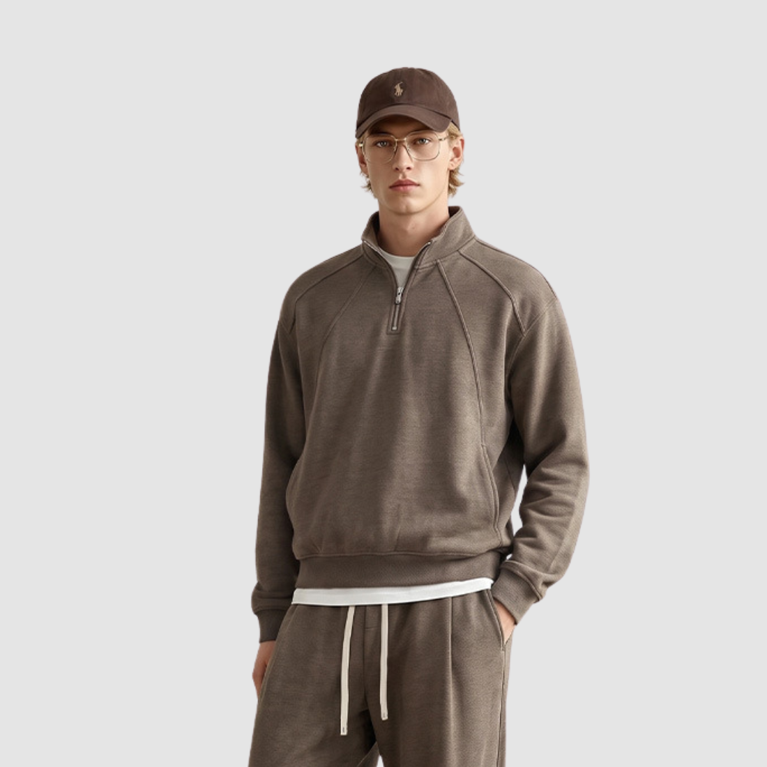 Wholesale Men’s Relaxed Half-Zip Polo Sweatshirt – Windproof Cotton Blend