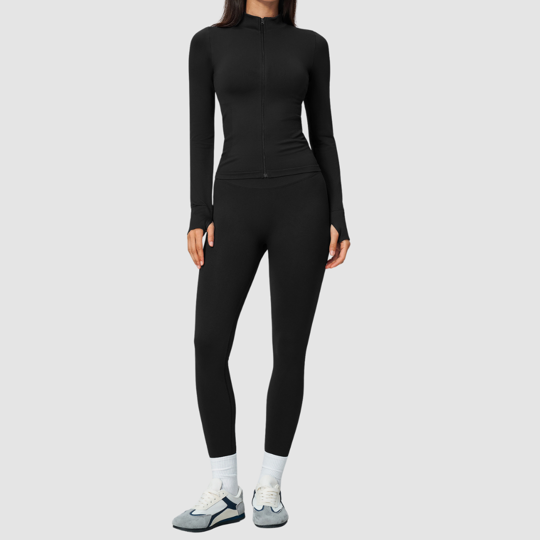 Wholesale Women's Stand-Collar Cardigan & High-Waist Leggings Yoga Set