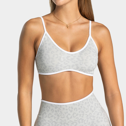 Wholesale Women's Seamless Leopard Print Sports Bra with Chest Pad
