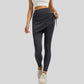 Faux two-piece drawstring athletic leggings