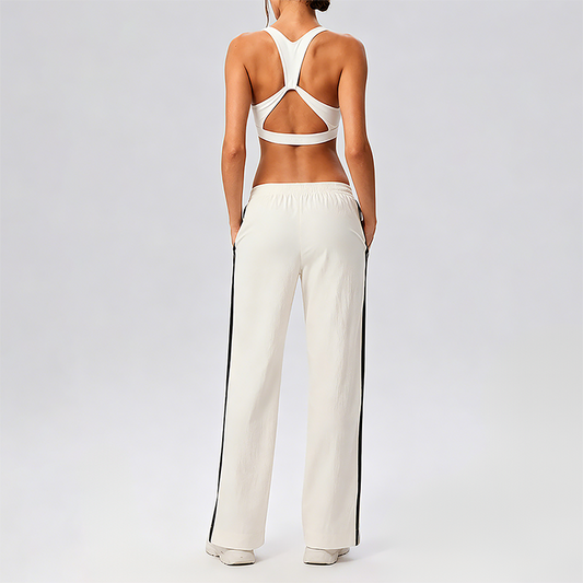 Wholesale Contrasting bra with removable pads+High-waisted pants set (Pre-sale)