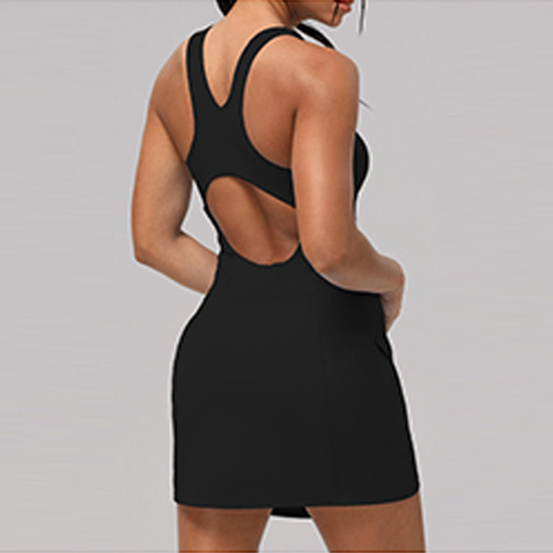 Waist-Cinching Slit Tennis Dress