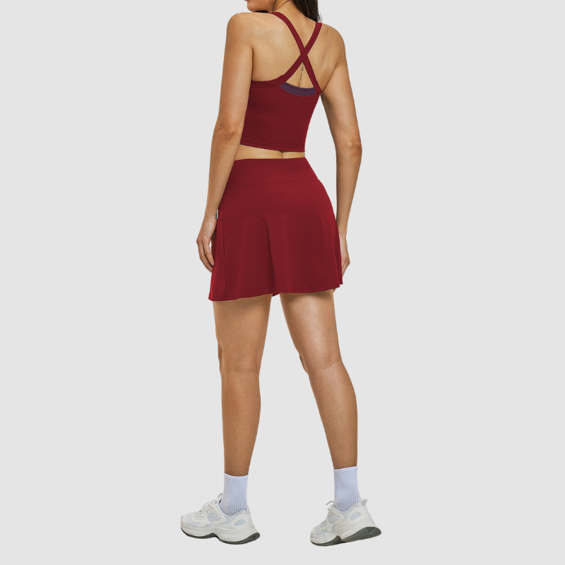 Wholesale solid color vest+short skirt quick drying tennis set