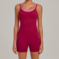 Wholesale Women's Retro Print Faux Two-Piece Yoga Unitard