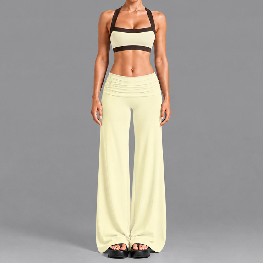 Women's Activewear Padded Sports Bra & High-Waist Long Pants Yoga Set