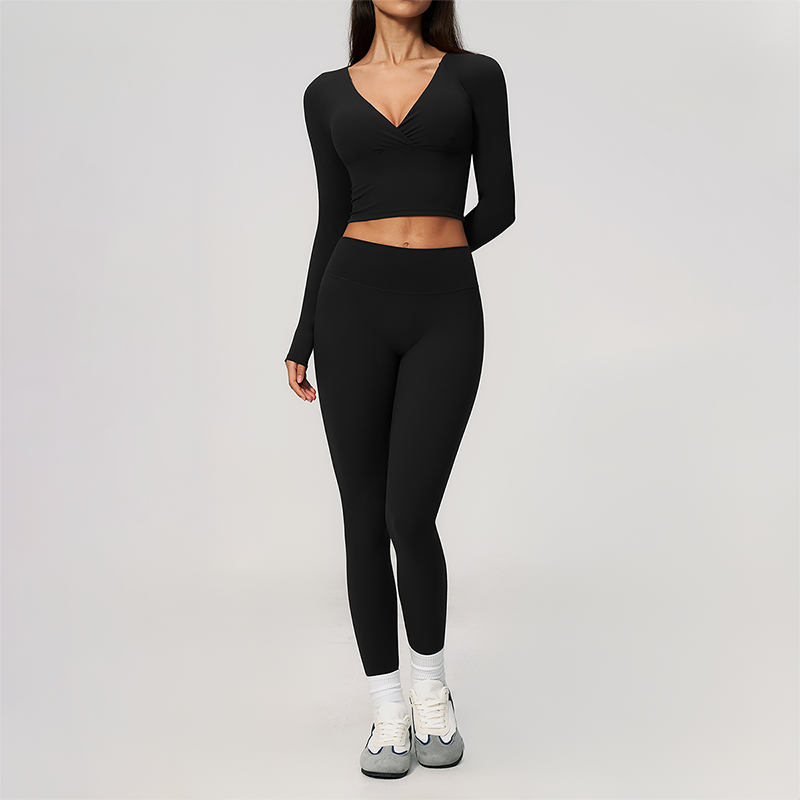Wholesale Women's Cream-Feel Fleece Long Sleeve Top & High-Waist Leggings Set