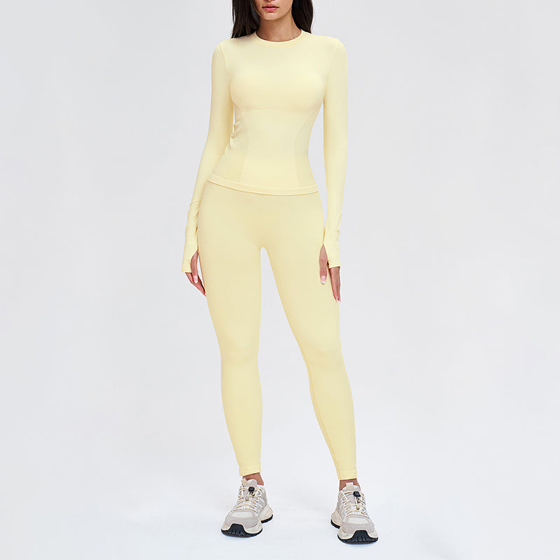 Wholesale solid color long-sleeved top + leggings