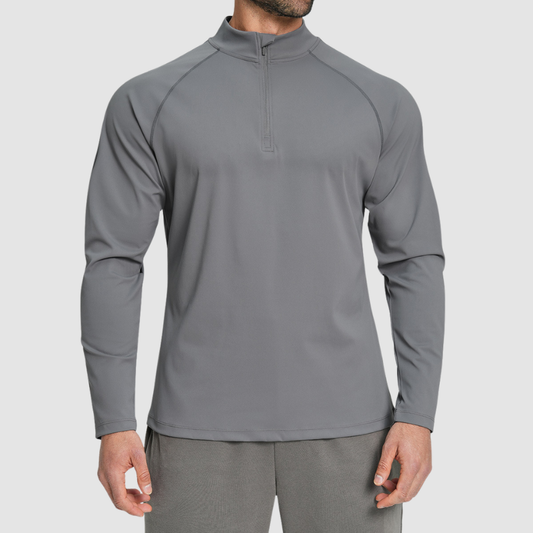 Wholesale Men's Half-Zip Mock Neck Long Sleeve Athletic Top – Moisture-Wicking Gym Fitness Training Shirt