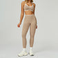 Seamless Contrasting Color Sports Bra + High-waisted leggings 2-Piece Set