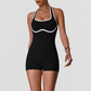 Wholesale Women's Contrast Color Sleeveless Yoga Jumpsuit – Built-In Chest Pad Tennis Fitness