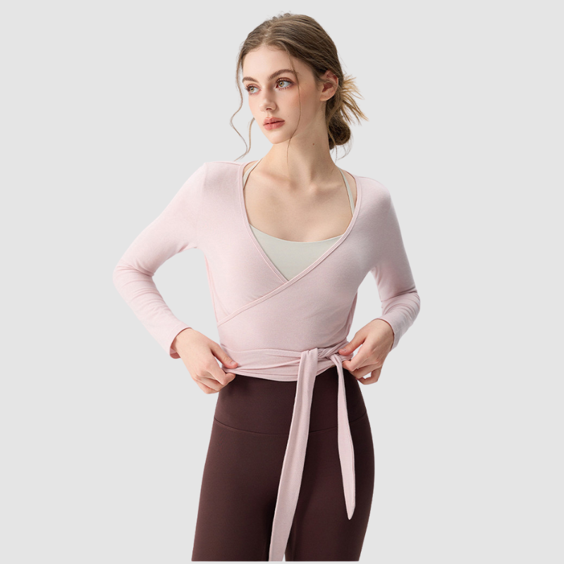 Wholesale Slim Fit Tie Front Yoga Top