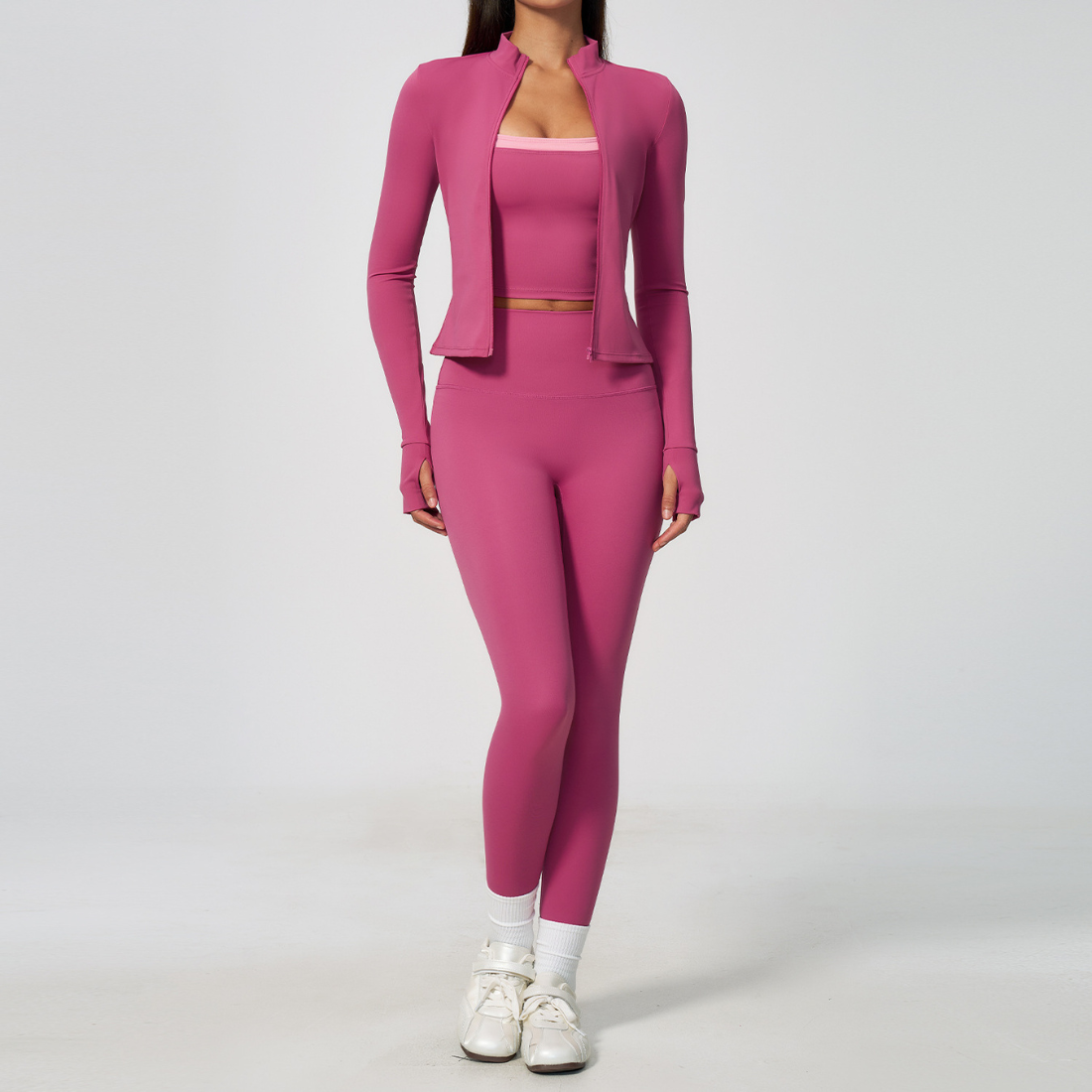 Wholesale Wholesale 3-Piece Yoga Set – Cardigan & Bra & Leggings Fitness Outfit