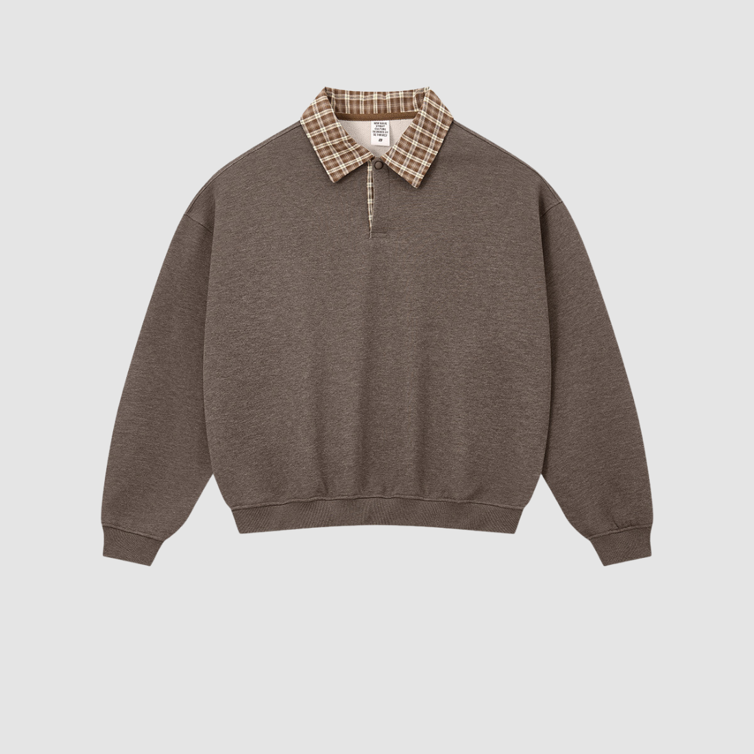 Wholesale Men’s Relaxed Plaid Half-Placket Polo Sweatshirt