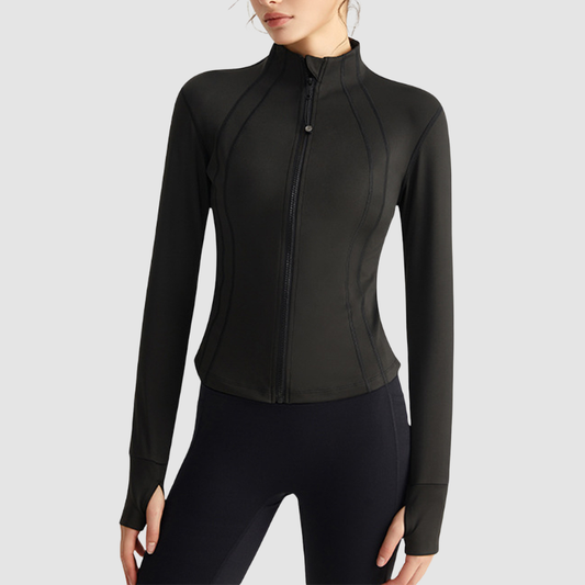 Slim-fit stand-up zip-up jacket