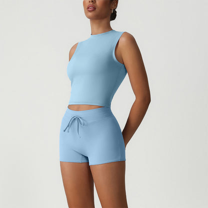 Snug-Fit Crop Top & Butt-Lifting Shorts 2-Piece Set