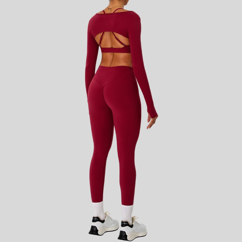 Naked Feel Sports Bra+long sleeve jacket+Legging 3-Piece Set