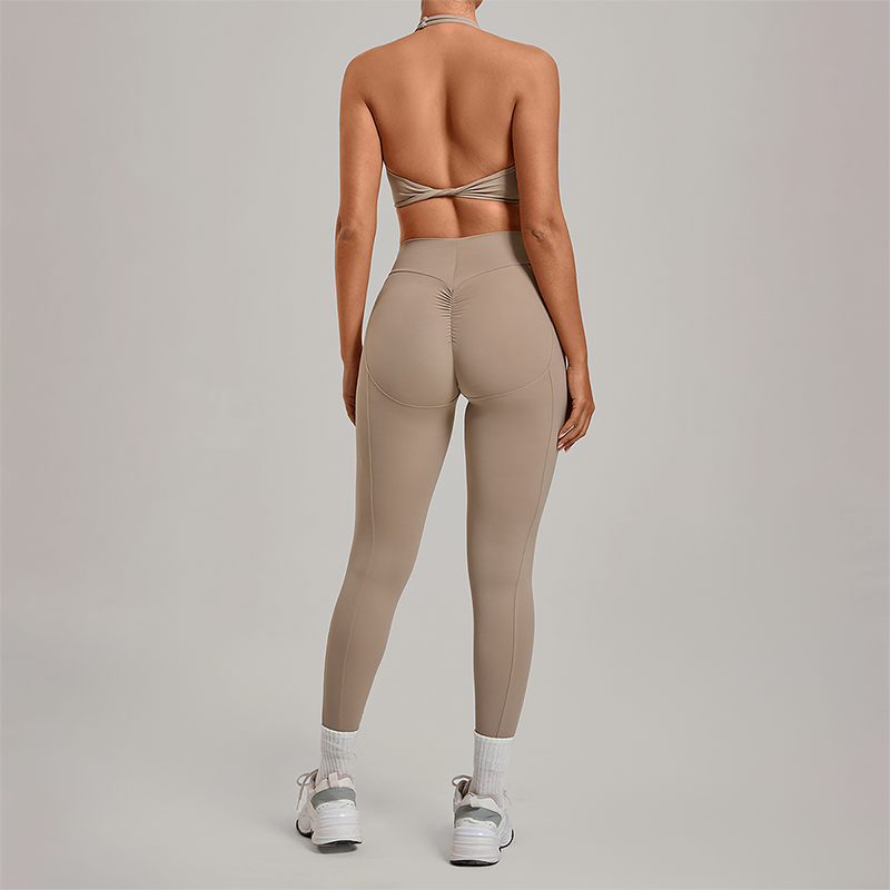 Wholesale Zipper Tank Top+Highlighted Legging 2-piece Set