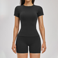 Wholesale solid color short sleeved T-shirt+high waisted shorts 2-piece set