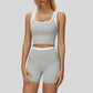 Two-piece contrasting sports tank top+sports shorts 2-piece set