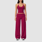 Wholesale Breathable Tank Top& Fold-up High Waist Flare Leggings Set