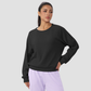 Women's Waffle Knit Crew Neck Long Sleeve Athletic T-Shirt