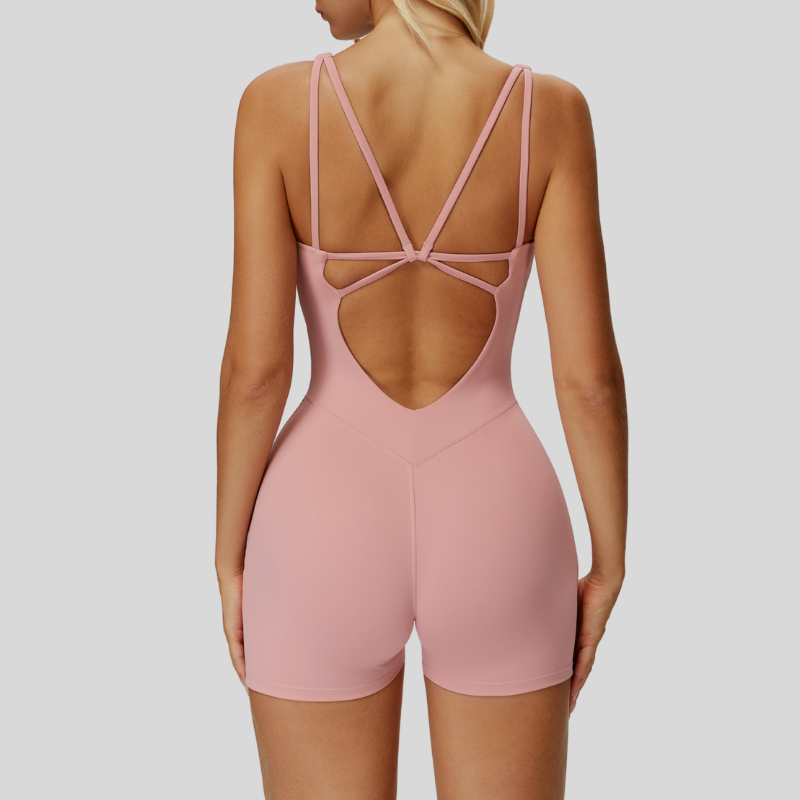 Shorts jumpsuit with cutout back