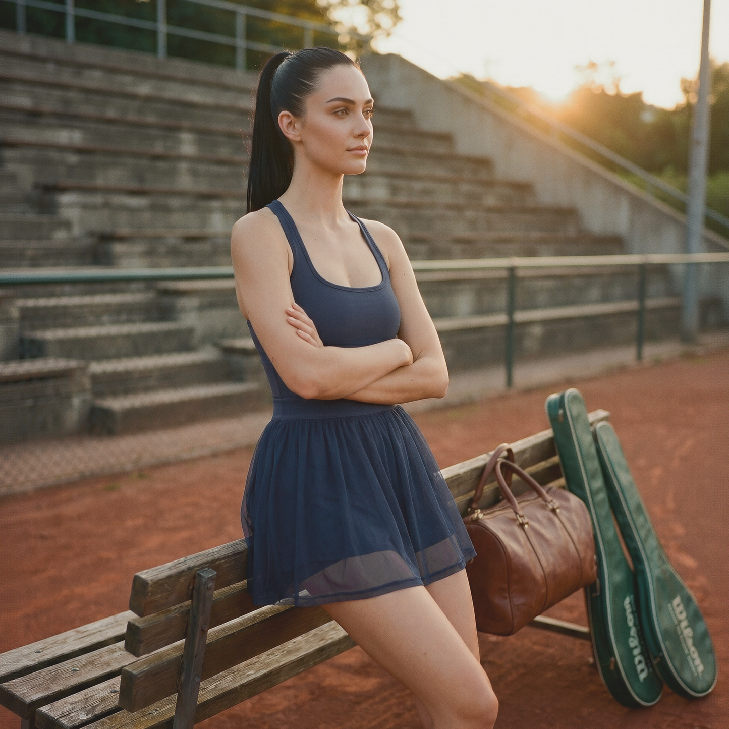 Falso golf a maglie a due pezzi e vestito da tennis
