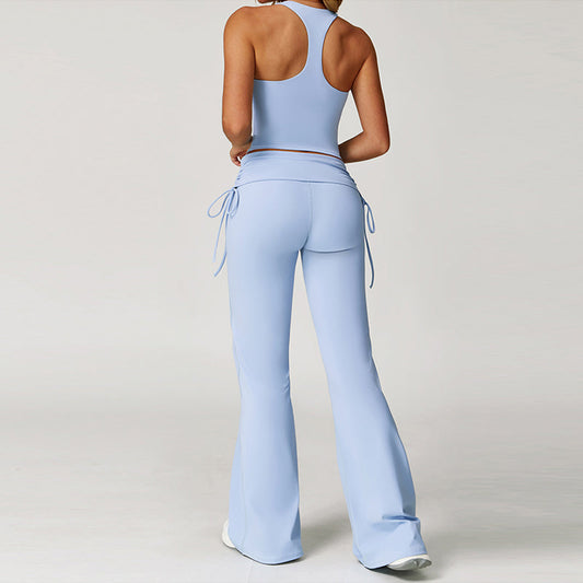 Nude Racerback yoga bra + Flared Leg pants 2-piece set