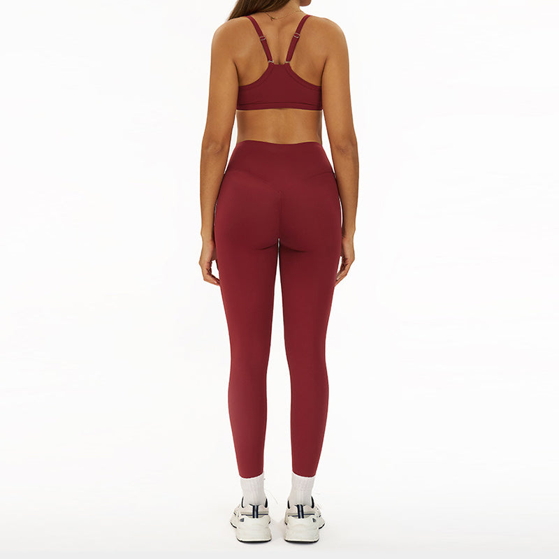 Thin straps Sports Bra + High-waisted leggings 2-Piece Set