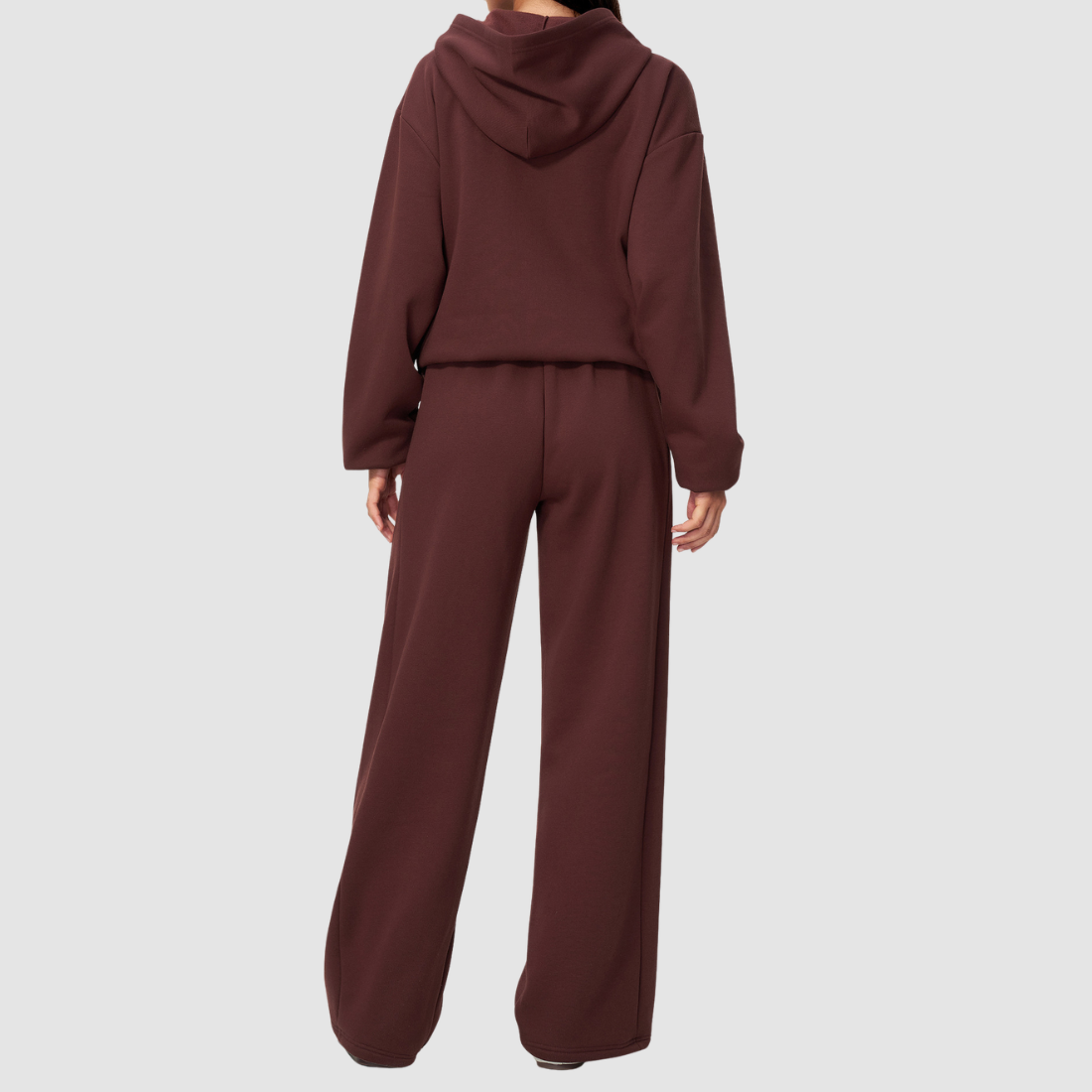 Wholesale Women's Warm Fleece-Lined Hooded Sweatshirt & Sweatpants Set