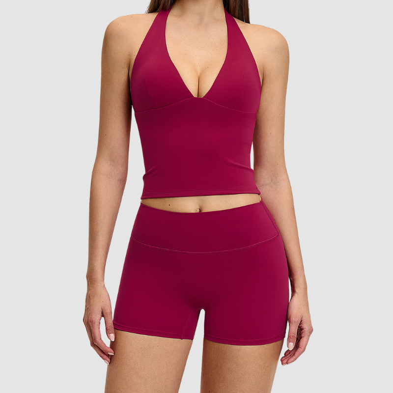 Wholesale Hanging neck back vest+shorts yoga | Wonderxfans bulk activewear