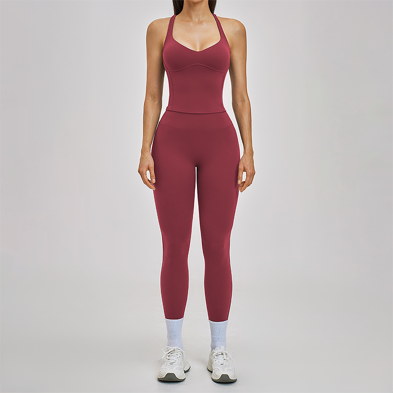 Wholesale Cross Back Tank Top+High Waist Legging 2-piece Set