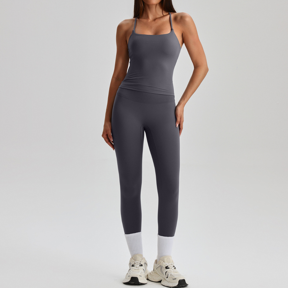 Women's Activewear Padded Sleeveless Top & Straight-Leg Pants Yoga Set