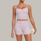 Wholesale Women's Activewear Retro Print Back-V Sleeveless Top & Leggings Yoga Set