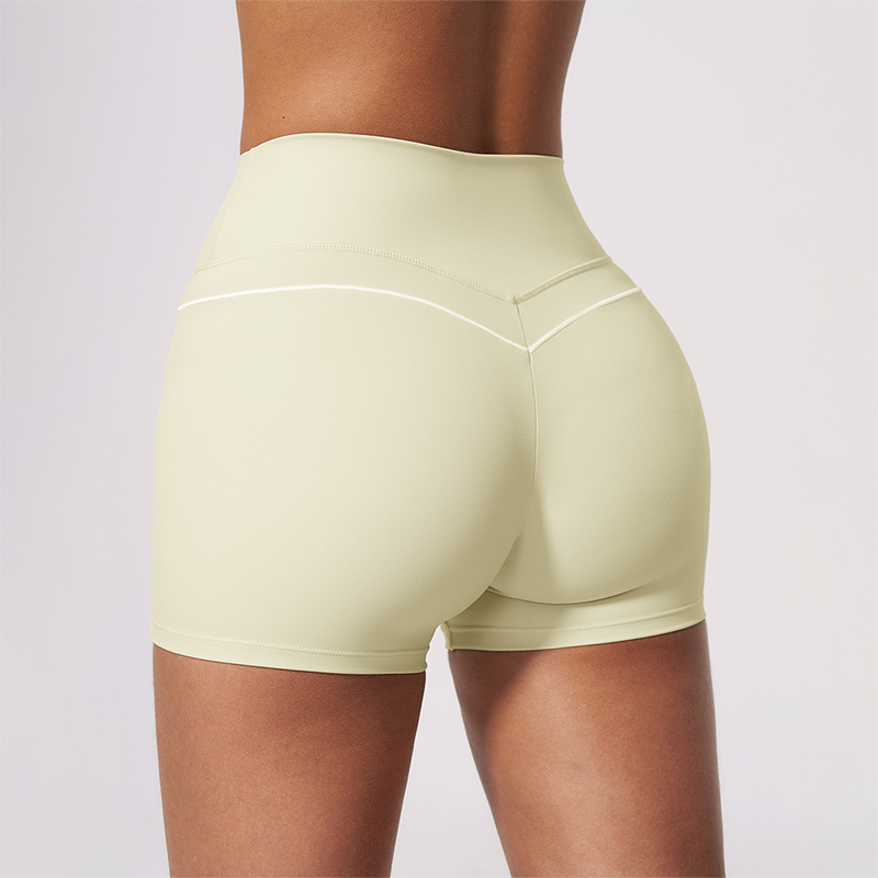 Wholesale Women's Brushed Yoga Shorts – Colorblock Tummy Control Butt Lift