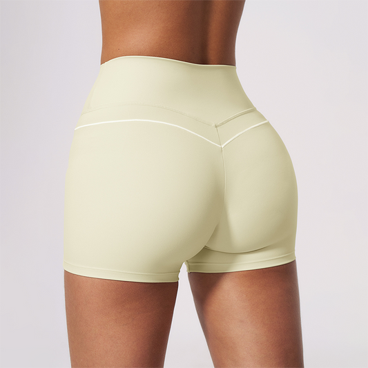 Wholesale Women's Brushed Yoga Shorts – Colorblock Tummy Control Butt Lift