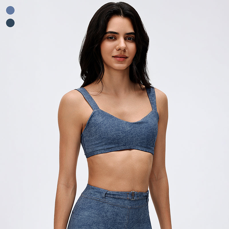Wholesale Denim Retro Style Sports Bra