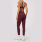 Wholesale Women's Brushed Yoga Set: V-Neck Bra & Leggings – Colorblock Tummy Control