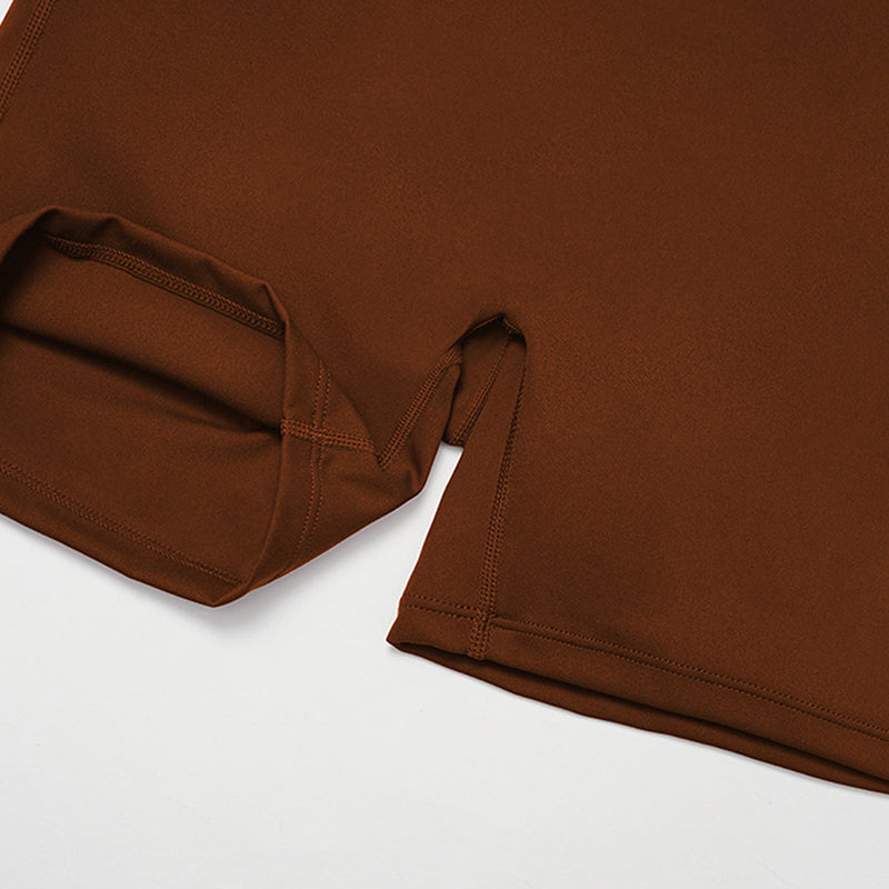 High-Neck Cropped Long Sleeve + Butt-Lifting Shorts 2-Piece Set