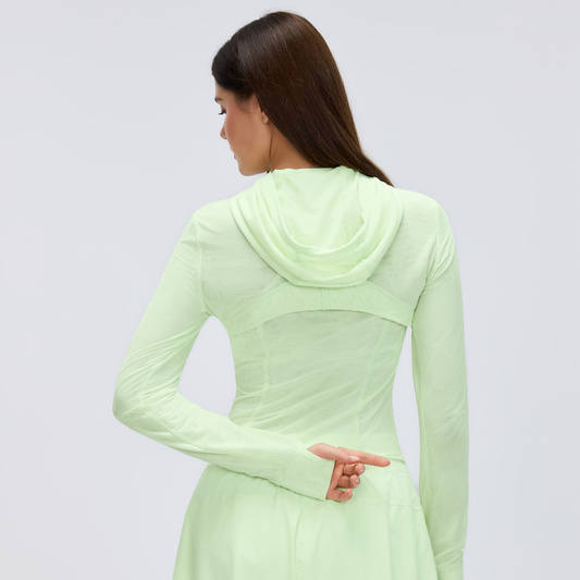 Wholesale mesh hooded yoga jacket | Wonderxfans bulk activewear