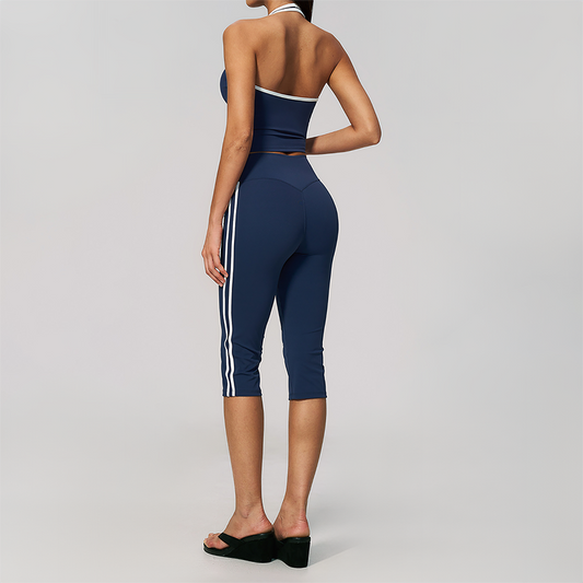 Wholesale Women's Cream-Feel Fleece Sleeveless Vest & High waisted cropped pants Set