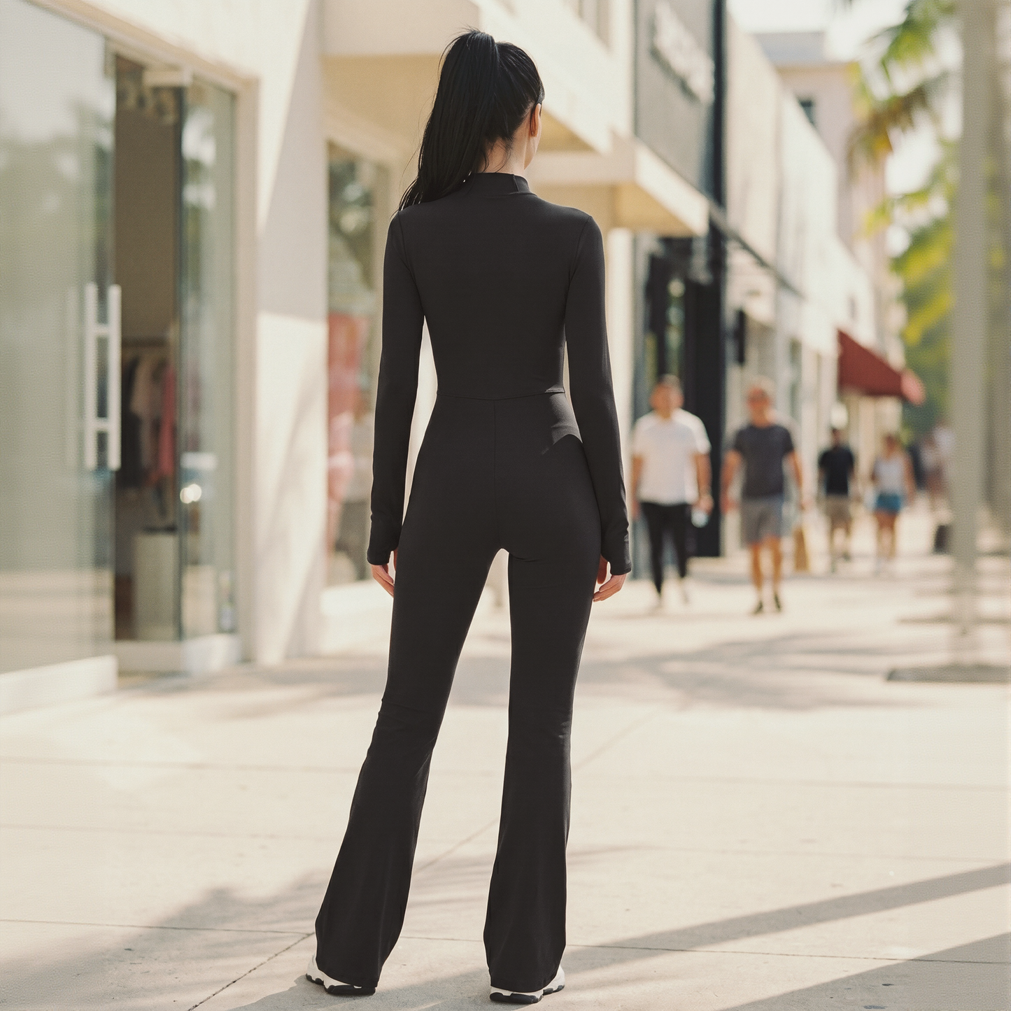 Pantaloni per gambe a maniche lunghe e mezza cerniera per le tute da yoga