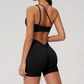 Wholesale Seamless One-Shoulder Sports Bra & High-Waist Biker Shorts Set – Quick-Dry Yoga 2-Piece