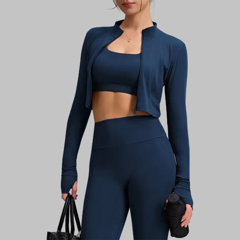 Cropped Thumbhole Jacket & Square Neck Bra